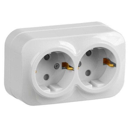 IEK ERH24-K01-16 GLORY, OP, 2 sockets, grounding, white color.
