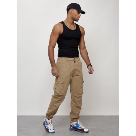 Cargo jeans male, size 52, beige color-10