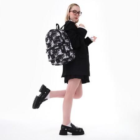 Backpack School Textile "Anime", 42x14x28 cm, black color-11