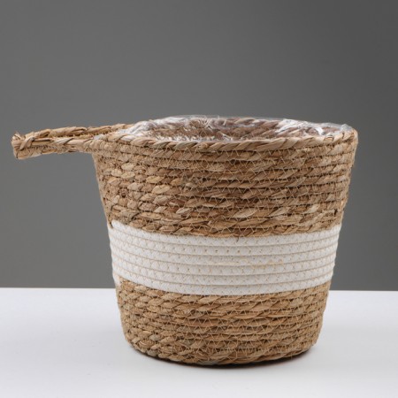 Kashpo wicker "Tanzania" with a pen, 25.5x25.5x23 cm, natural, white