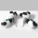 Earrings "Panda", black and white color