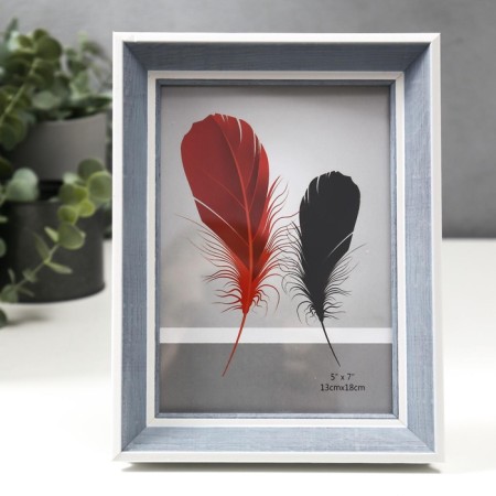 Photo frame plastic 13x18 cm "Gray wood with a double white frame" 21.8x16.7 cm-1