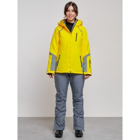Ski costume female winter, size 44, yellow color