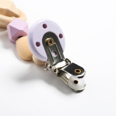 Holder for the nipple - dummy "heart", wooden, purple color-3
