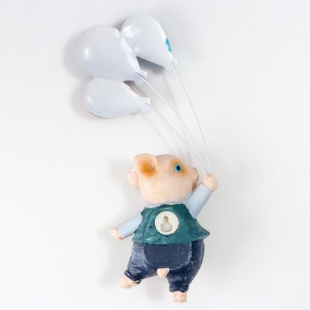Souvenir Polystone Wall Decor "Pigu with balloons" 26x5x9 cm-3