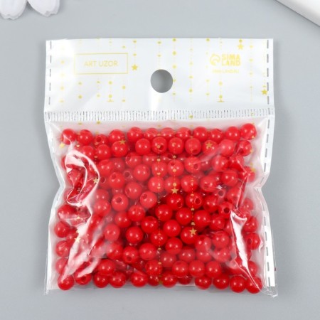 Plastic beads "red" gloss set 25 grams d = 0.6 cm-2