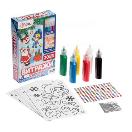 Set for creativity “Color stained -glass windows. New Year's characters ”, 20 pcs. In the set-3