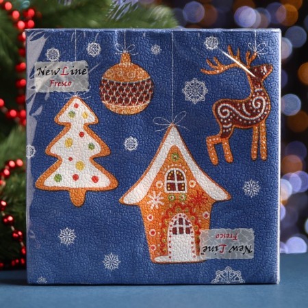 Paper Napkin Fresco "New Year's Gingerbread", 2 layers, 33*33 cm, 20 sheets-3