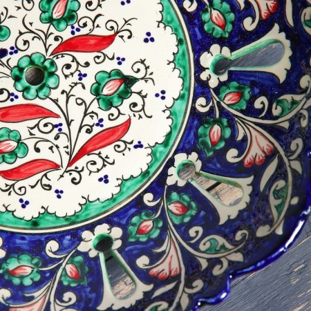 Rishtan ceramics "Flowers", 33 cm, blue-2