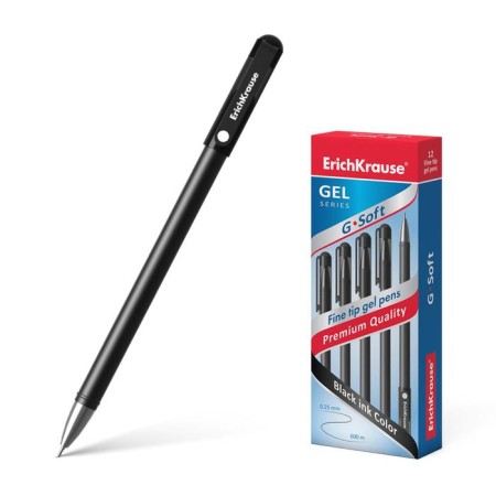 Gel handle Erichkrause G-Soft, with Soft Touch coating, black ink, node 0.38 mm, continuous line length is up to 600 meters