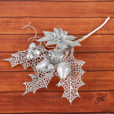 Decor "Winter Dreams" Lily, 20 cm, silver