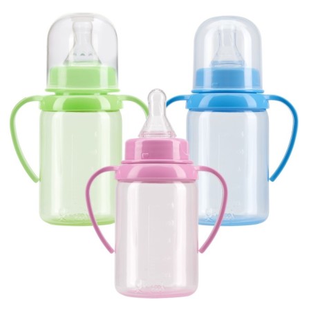 A bottle for feeding with handles, color, 125 ml, from 6 months, mix