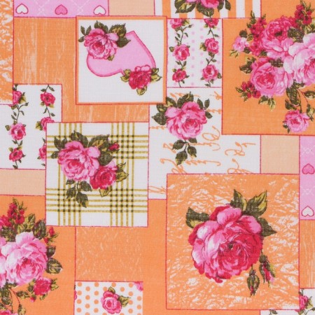 Towel 35x60 cm, patchwork, orange, waffle, 120 g/m2, cotton 100%-2