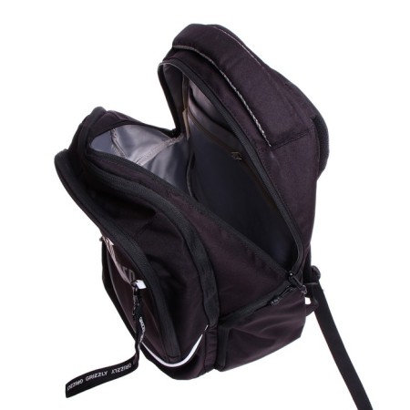 Youth backpack 44 x 28 x 23 cm, ergonomic back, laptop compartment, Grizzly 335, black/gray RU-335-3_3-9