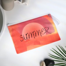 Cosmetic bag with zip-gl, transparent/orange color