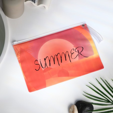 Cosmetic bag with zip-gl, transparent/orange color