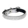 The collar is two-layer leather with rhinestones, width 1 cm, Osh 16-22 cm, silver