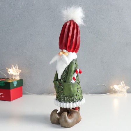 Souvenir Polystone "Santa - Fakir in green fur coat" 7x8x24 cm-3