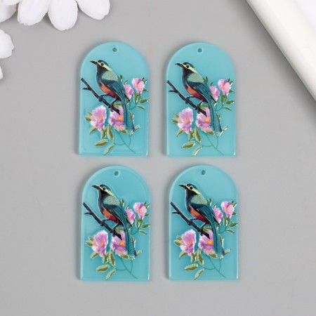 Acryl's work decor "Bird and pink flowers" 0.2x2.4x3.9 cm-2