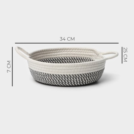 Basket for storage ladled handmade LadOOM "Visavi", with handles, 34 × 25 × 7 cm, color gray color-2