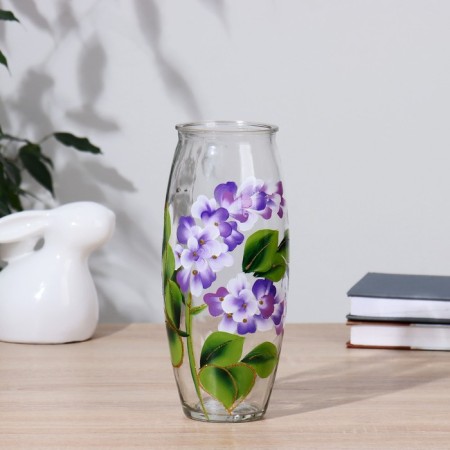 Vase Lilac with painting on the venue, d-7cm 10x23 cm