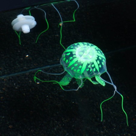 Decor for the Aquarium "Medusa" silicone, with a neon effect, 5 x 5 x 15 cm, green-7