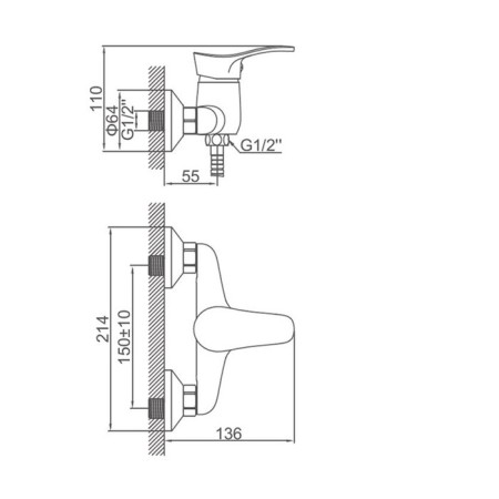 Shower mixer Accoona A8051, single -leaf, chrome-1