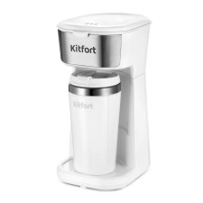 Coffee machine KitFort KT-7411, Capilny, 450 W, 0.4/0.4 L, white-silver