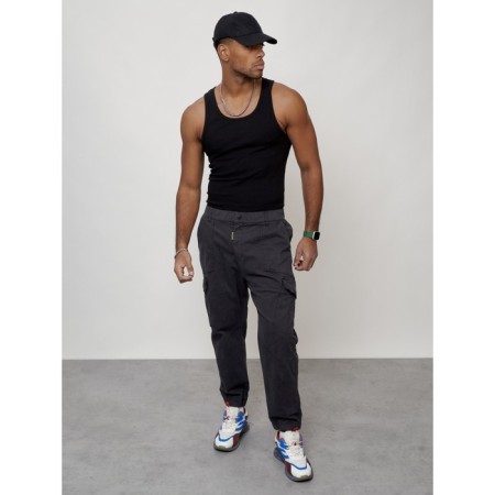 Cargo jeans men, size 52, dark gray color-4