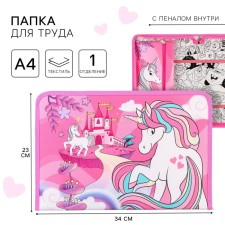 A4 labor folder with a pencil case, on lightning, textiles, Minnie Mouse and unicorn