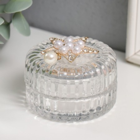 Casket glass "Star with pearls" 6.5x6.5x5 cm