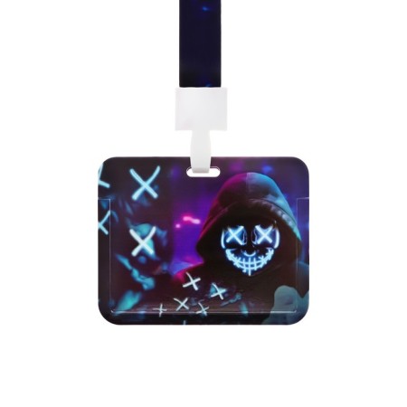 Badge horizontal, external, 100 x 80mm, internal 52 x 82mm, tape 42 cm, neon