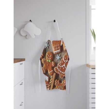 Apron of a kitchen with a photographic appendix "Festive gingerbread", adjustable, size OS-1