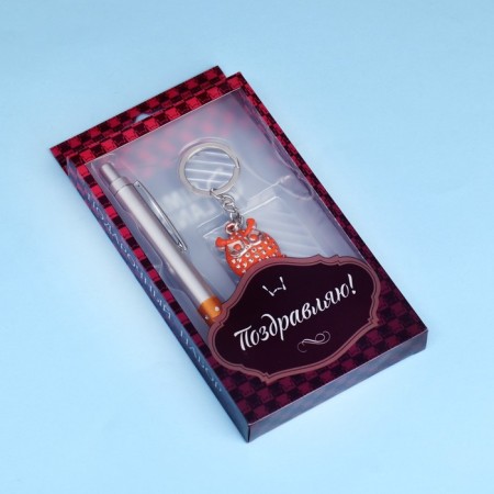 Gift set 2B1 (pen, Owl keychain) mix