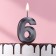 Candle in the cake on the skewer "Fine", the number "6", black, 5 cm