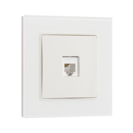 Single single Glossy Glass telephone socket, hidden, glass, white-1