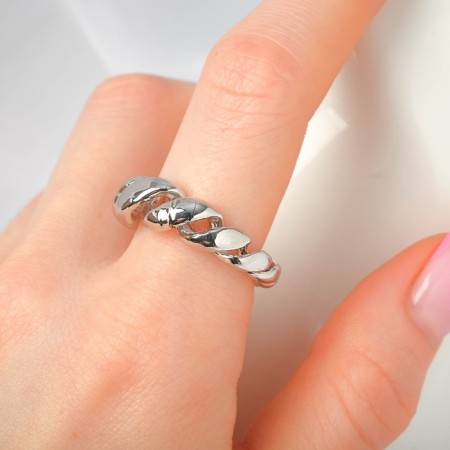 Ring "Kosichka", color silver, dimensionless (from 18 size)-1