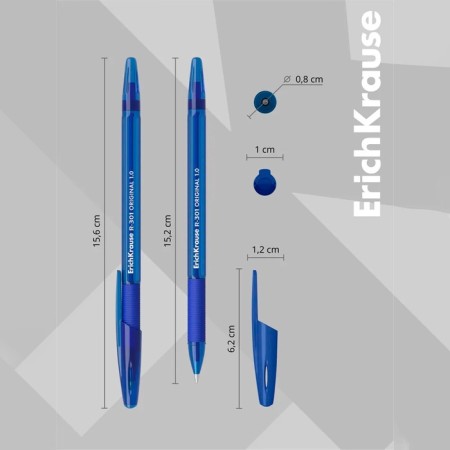 Set of ballpoint pens 4 pcs, Erichkrause, R-301 Stick & Grip Original Knot 1.0 mm, blue-3