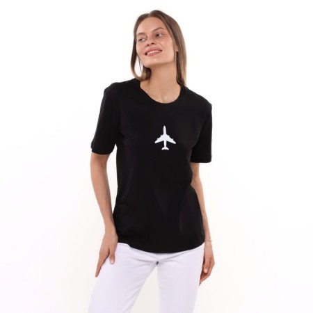 T -shirt Women's "Airplane", black color, size 50-2