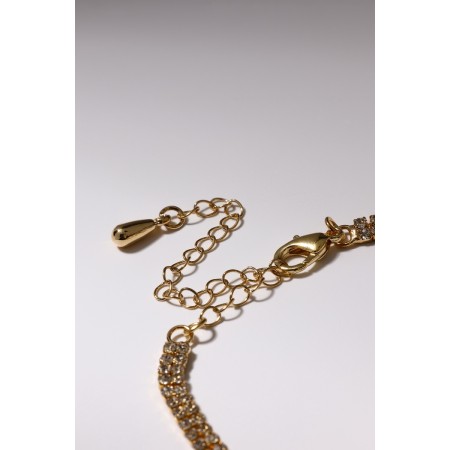 Bracelet with rhinestones "Zircon" Izd, circle, white color in pink gold, l = 15cm-3