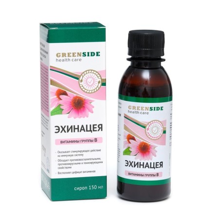 Echinacea syrup with zinc and vitamins of group B with raspberry taste, 150 ml