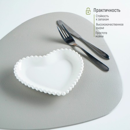 Ceramic “Heart” plate, 16.5 × 15.5 cm, white color-5