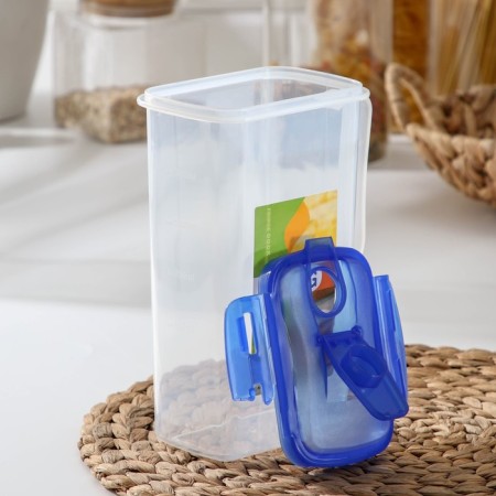 Plastic jar for bulk products "Gloria", 1.8 l, 18 × 10 × 22 cm, blue color-1