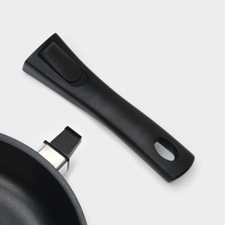 Pan "Tradition", D = 22 cm, glass cover, removable handle, anti -stick coating, black color-4