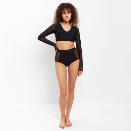 Separate female swimsuit with long sleeves minku black color, size 44-3