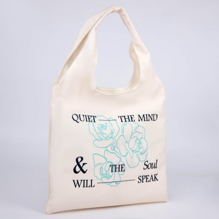 Shoper bag "Flowers", 40 × 35cm, beige color-1