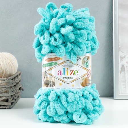 Yarn "Puffy" 100 % micropoliester 9m/100g (490 sea wave)
