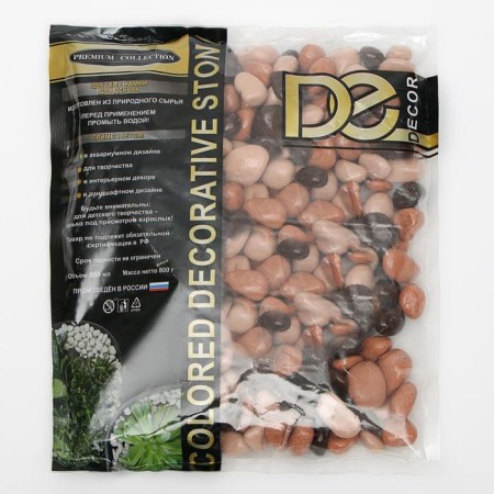 The soil decorative pebbles mix: chocolate-kakao-cream-brown 800g fr. 8-12 mm-1