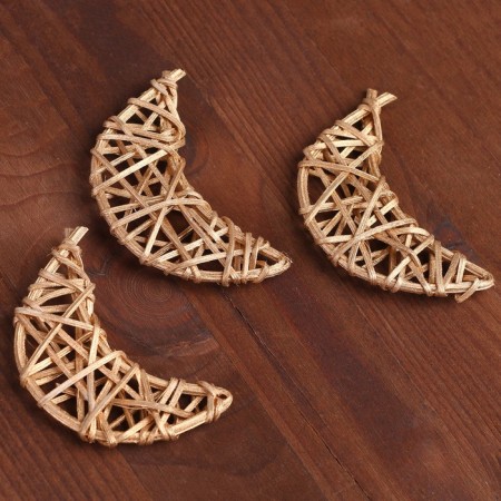 Decor for creativity from the vine "Month" set of 3 pcs., Size 1 pc. - 7 × 3.5 cm, color gold-1