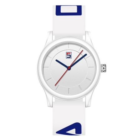 Watch of wrist, d-4.2 cm, waterproof, silicone strap, white